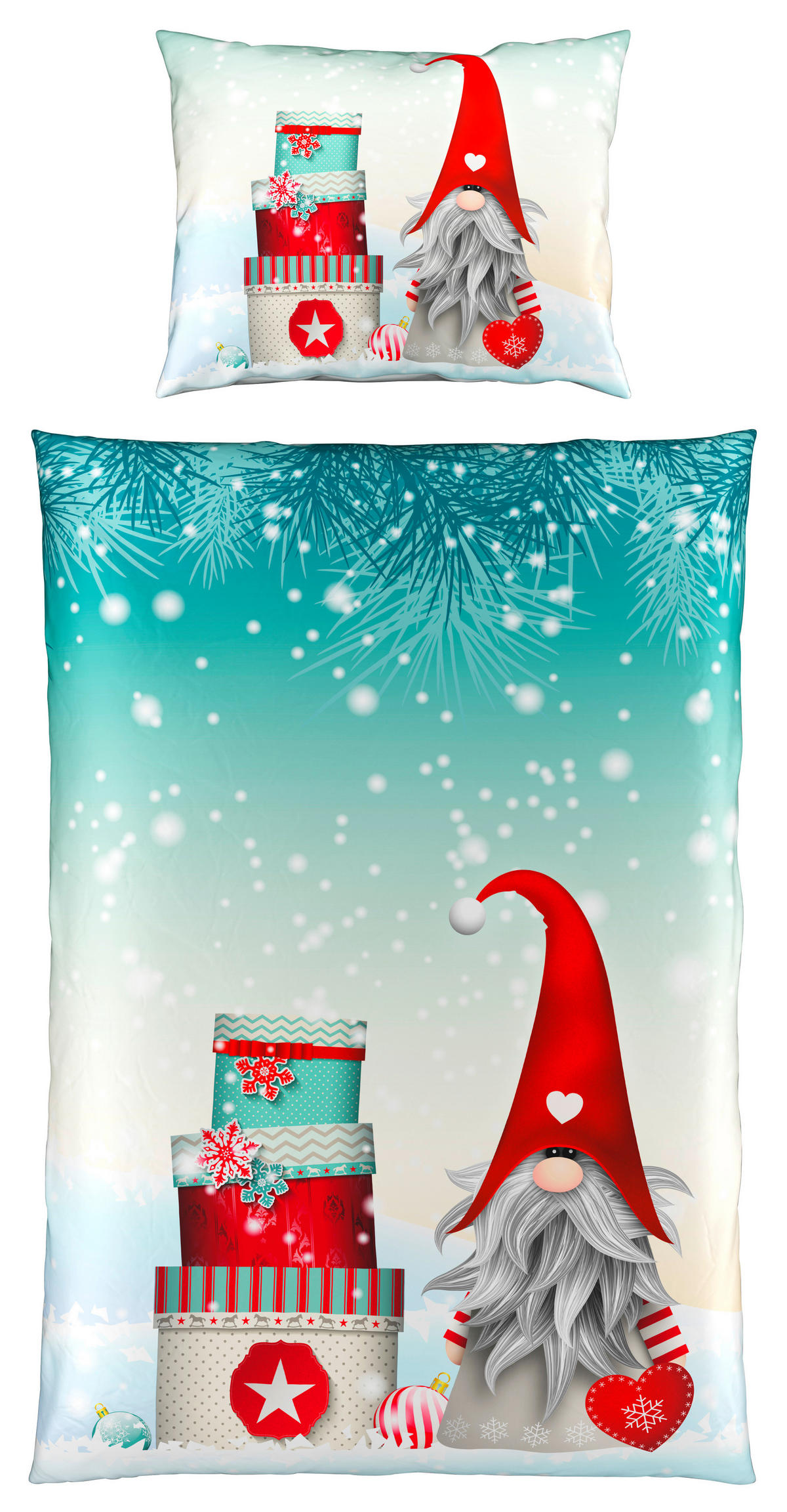 POSTELJINA SA DVA LICA Christmas Collection 140/200 cm saten plava, bela  - bela/plava, Osnovno, tekstil (140/200cm) - X-Mas