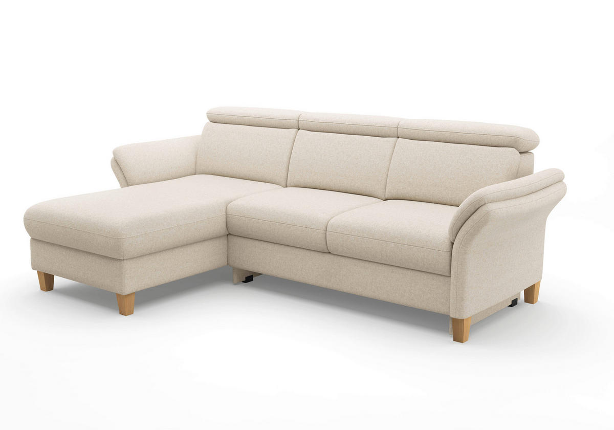 ECKSOFA Flachgewebe Creme  - Eichefarben/Creme, Konventionell, Holz/Textil (166/253cm) - Sit & More
