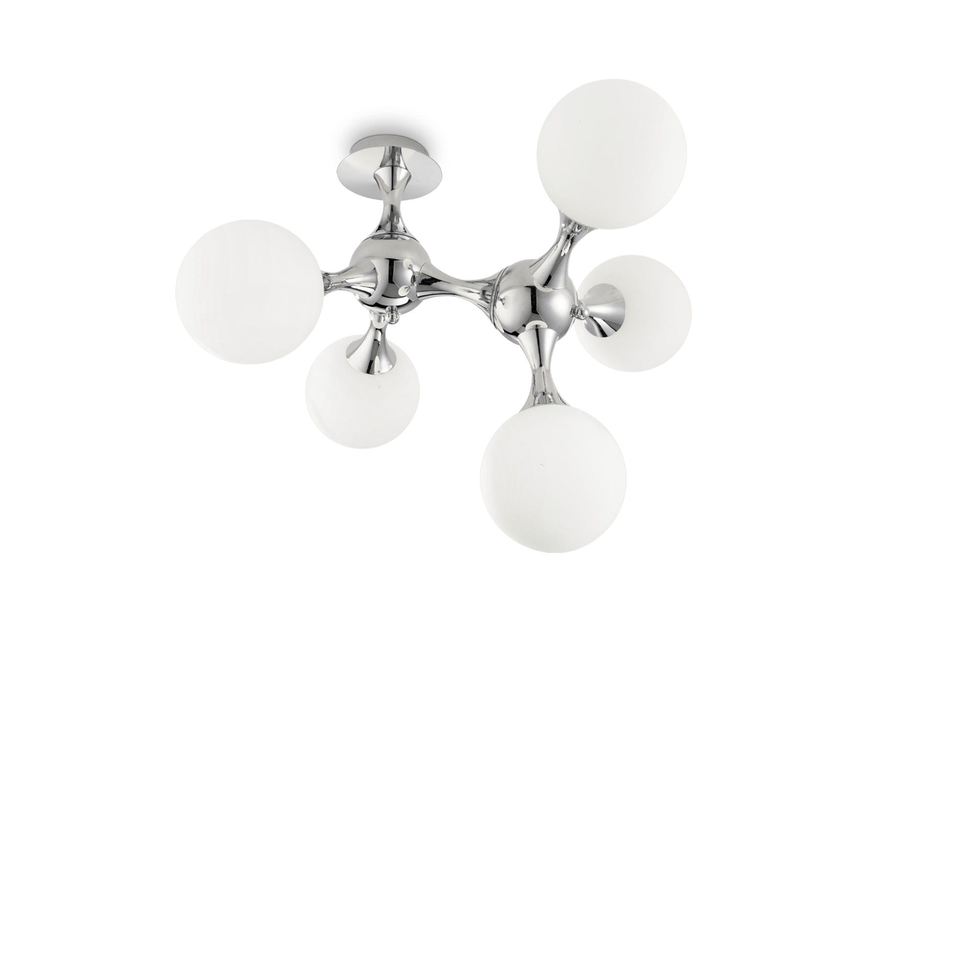 DECKENLEUCHTE    55/55/50 cm  - Chromfarben/Weiß, KONVENTIONELL, Glas/Metall (55/55/50cm) - Ideal Lux