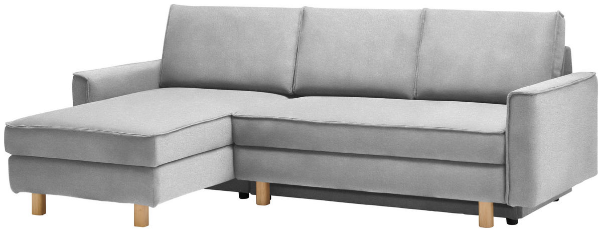ECKSOFA in Chenille Hellgrau  170/237 cm  - Eichefarben/Hellgrau, KONVENTIONELL, Holz/Textil (170/237cm) - Sedda