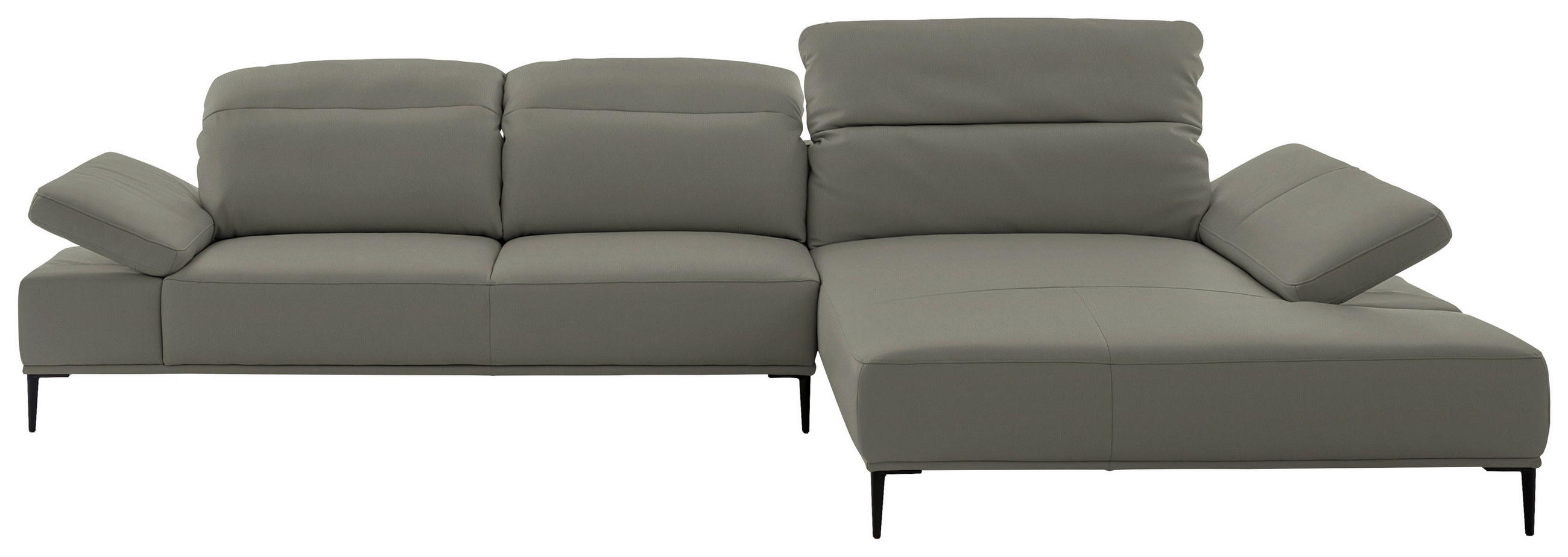 ECKSOFA  in Echtleder Grau  322/206 cm  - Schwarz/Grau, MODERN, Leder/Metall (322/206cm) - Chilliano