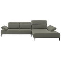ECKSOFA  in Echtleder Grau  322/206 cm  - Schwarz/Grau, MODERN, Leder/Metall (322/206cm) - Chilliano