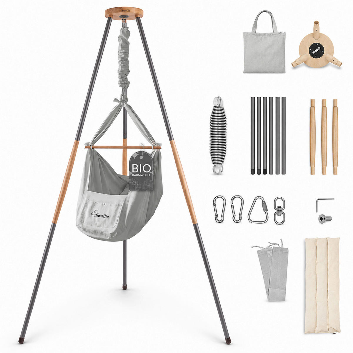 FEDERWIEGE  120/120/194 cm  - Anthrazit/Grau, Basics, Textil (120/120/194cm)