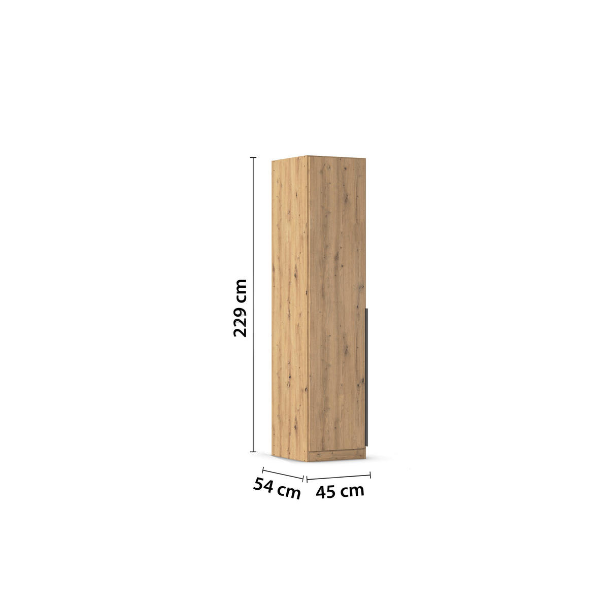 DREHTÜRENSCHRANK in Eiche Artisan  - Eiche Artisan/Grau, Modern, Holzwerkstoff (47/229/54cm) - Rauch Möbel