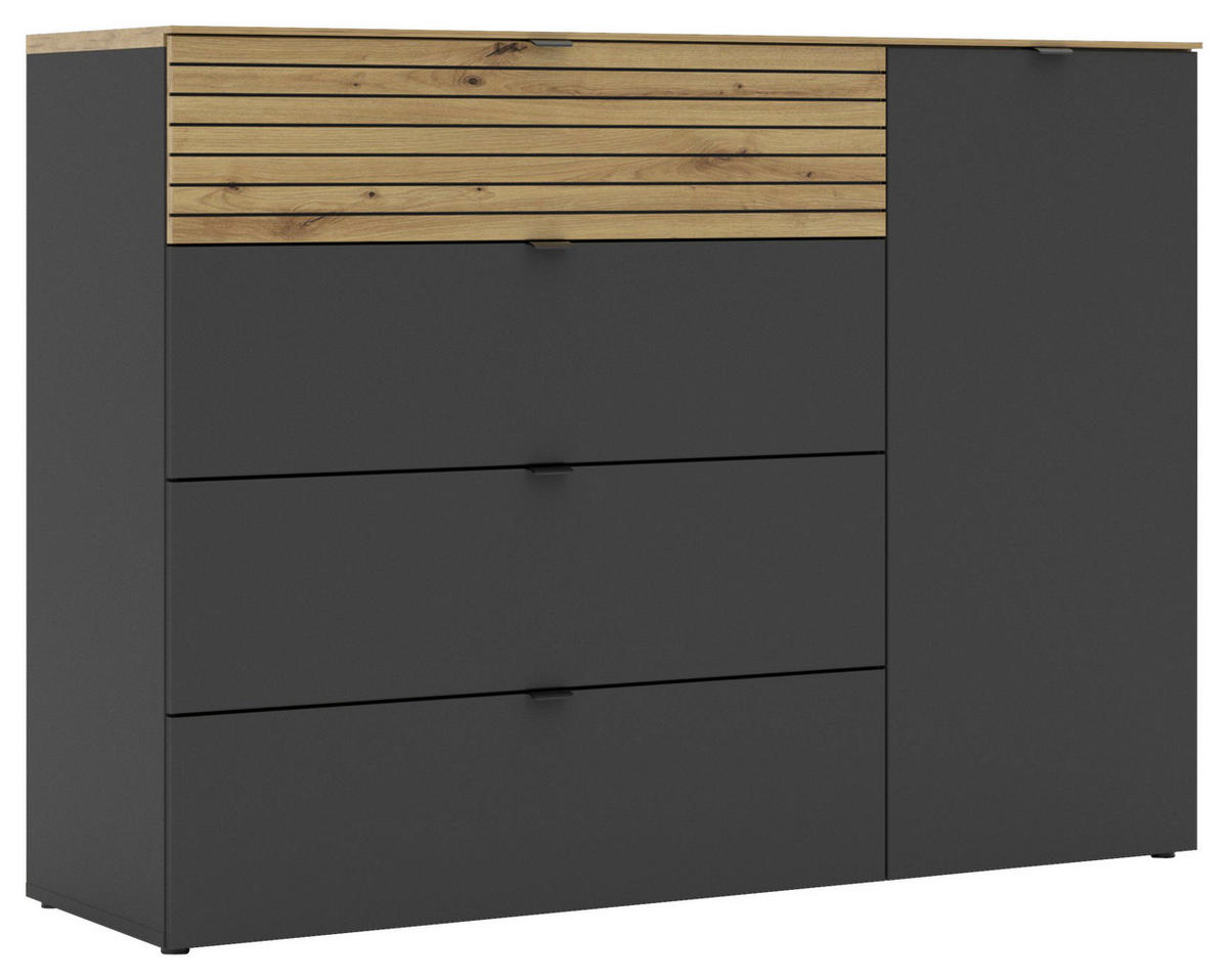 COMODĂ CU UșI 136/99/41 cm  - stejar Artisan/grafit, Modern, metal/material pe bază de lemn (136/99/41cm) - Voleo