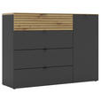 SIDEBOARD  in 136/99/41 cm  - Schwarz/Graphitfarben, MODERN, Holzwerkstoff/Metall (136/99/41cm) - Voleo