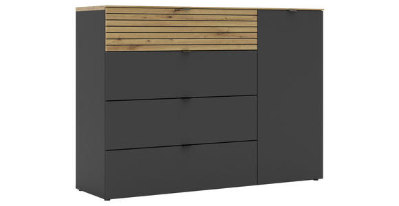 SIDEBOARD  in 136/99/41 cm  - Schwarz/Graphitfarben, MODERN, Holzwerkstoff/Metall (136/99/41cm) - Voleo