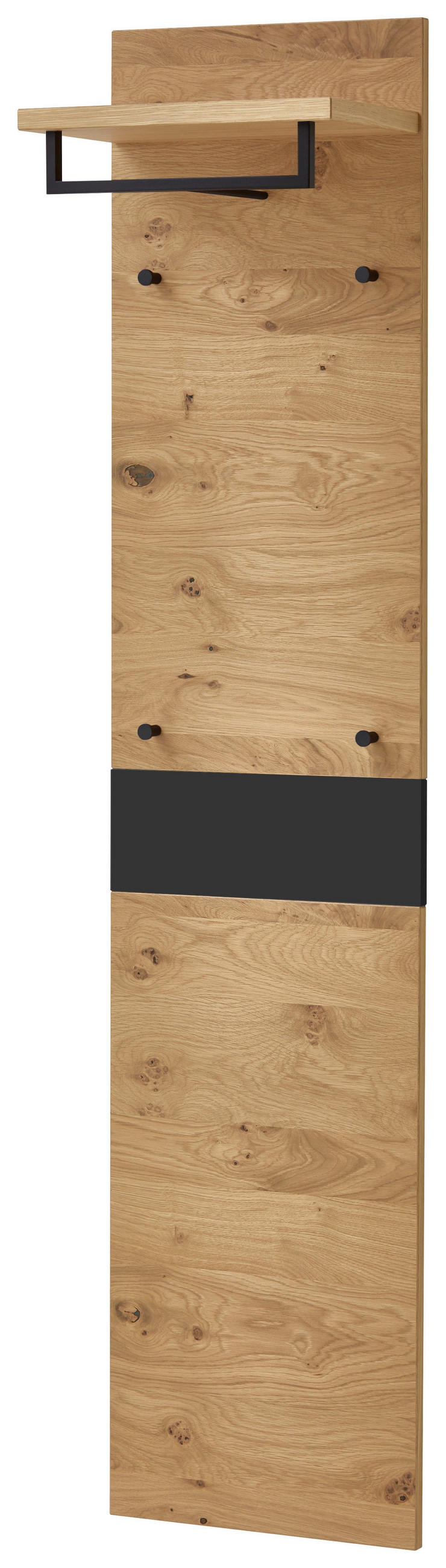 XXXLutz Garderobenpaneel Schwarz, Eiche 42x183x27 cm
