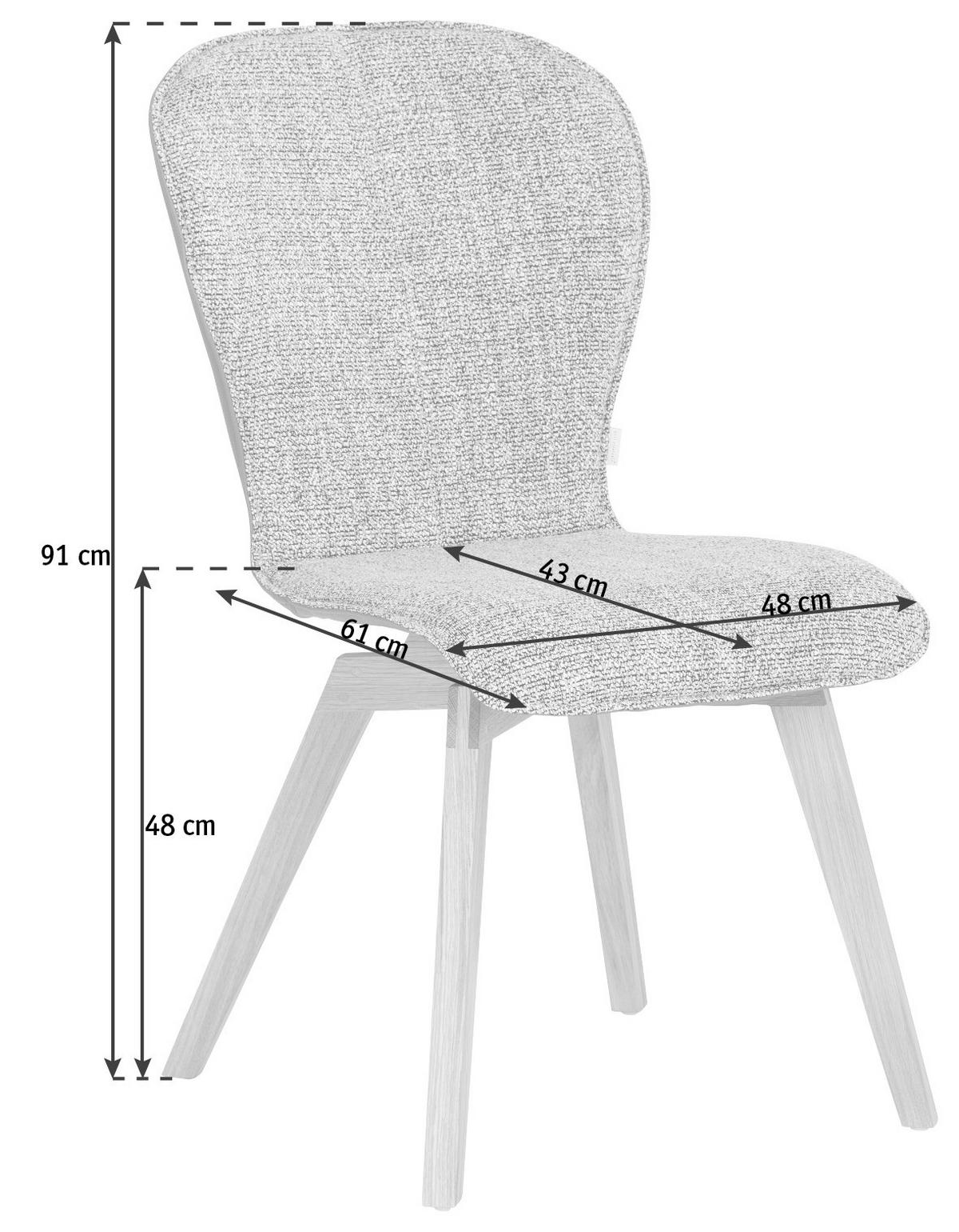 STUHL  in beflockt Echtleder pigmentiert Holz, Textil, Leder  - Eichefarben/Braun, Design, Leder/Holz (48/91/61cm) - Bert Plantagie