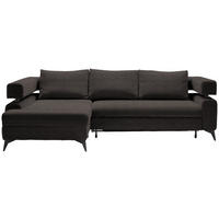 ECKSOFA in Chenille Dunkelbraun  - Dunkelbraun/Schwarz, Konventionell, Textil/Metall (184/265cm) - Hom`in