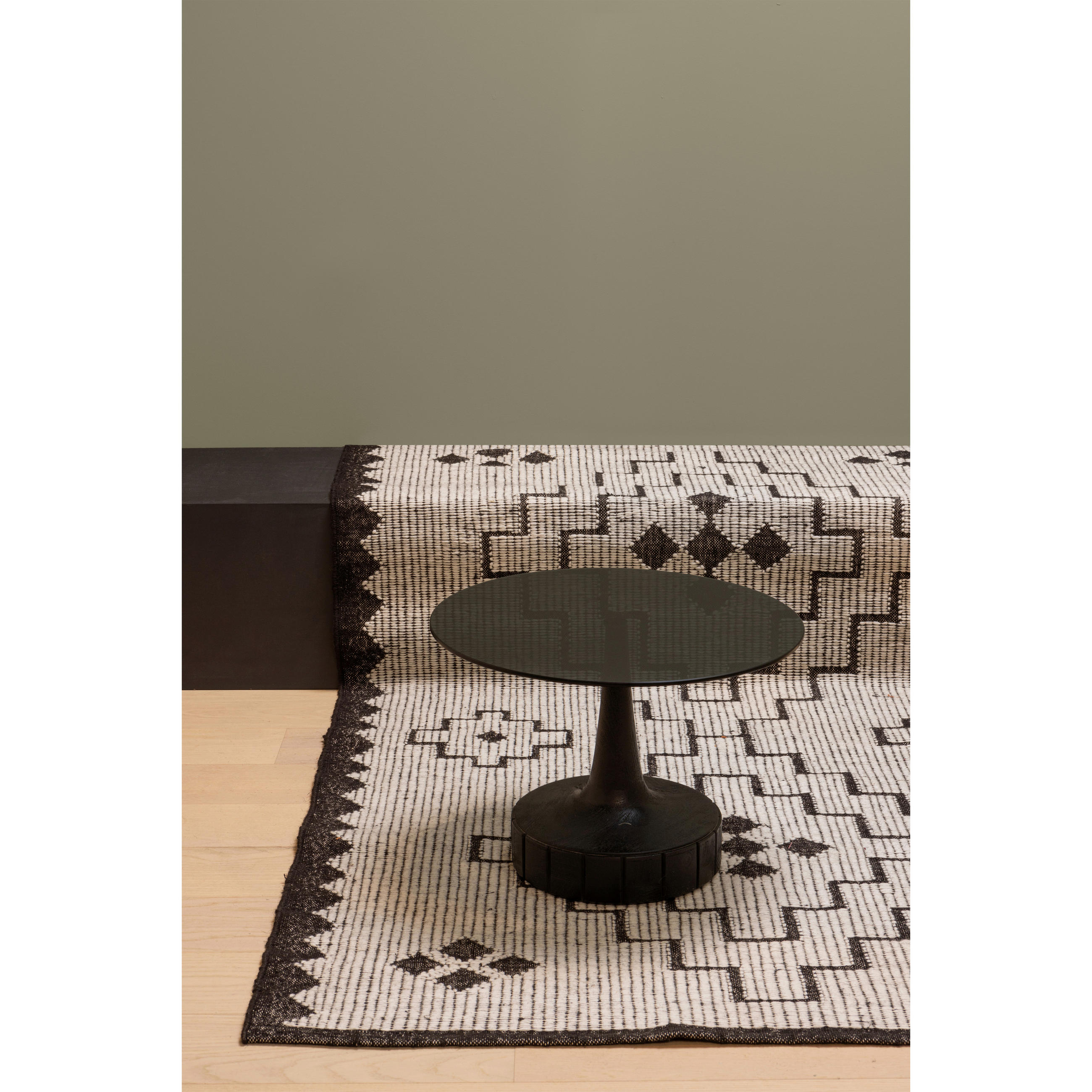 BEISTELLTISCH 60/60/43 cm Mangoholz massiv Schwarz rund  - Schwarz, Design, Glas/Holz (60/60/43cm) - Livetastic