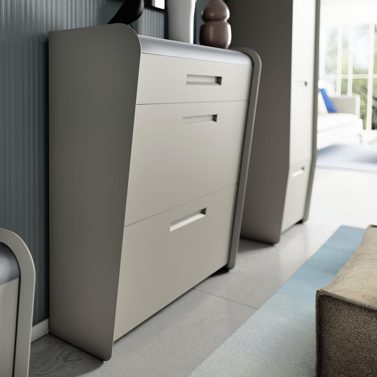 GARDEROBE 4-teilig  in 205/185/36 cm  - Taupe/Alufarben, Design, Holzwerkstoff/Metall (205/185/36cm) - Dieter Knoll
