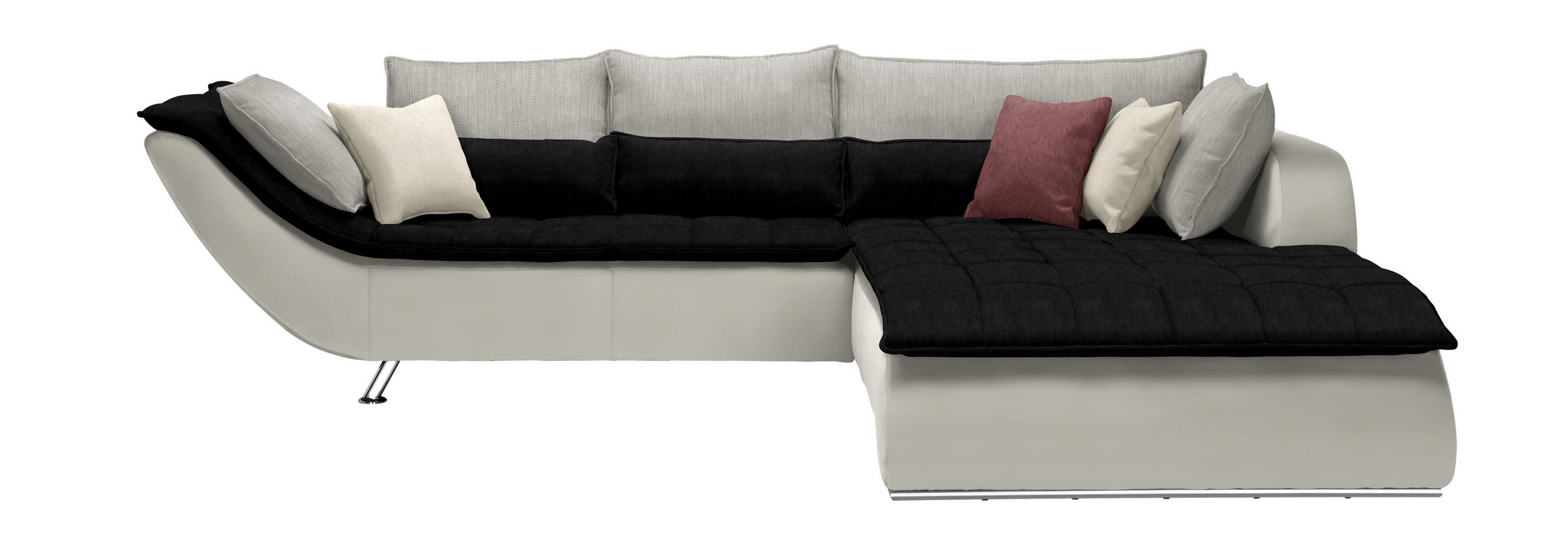 SOFFA i textil svart, vit, ljusgrå  - vit/kromfärg, Design, metall/textil (300/220cm) - Livetastic