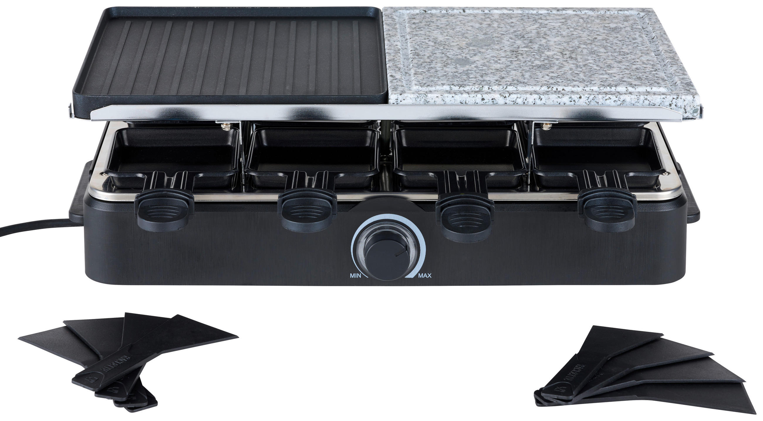 RACLETTE-GRILL  - Schwarz, Basics, Kunststoff/Stein (44,8/14,5/22,7cm) - Silva Schneider