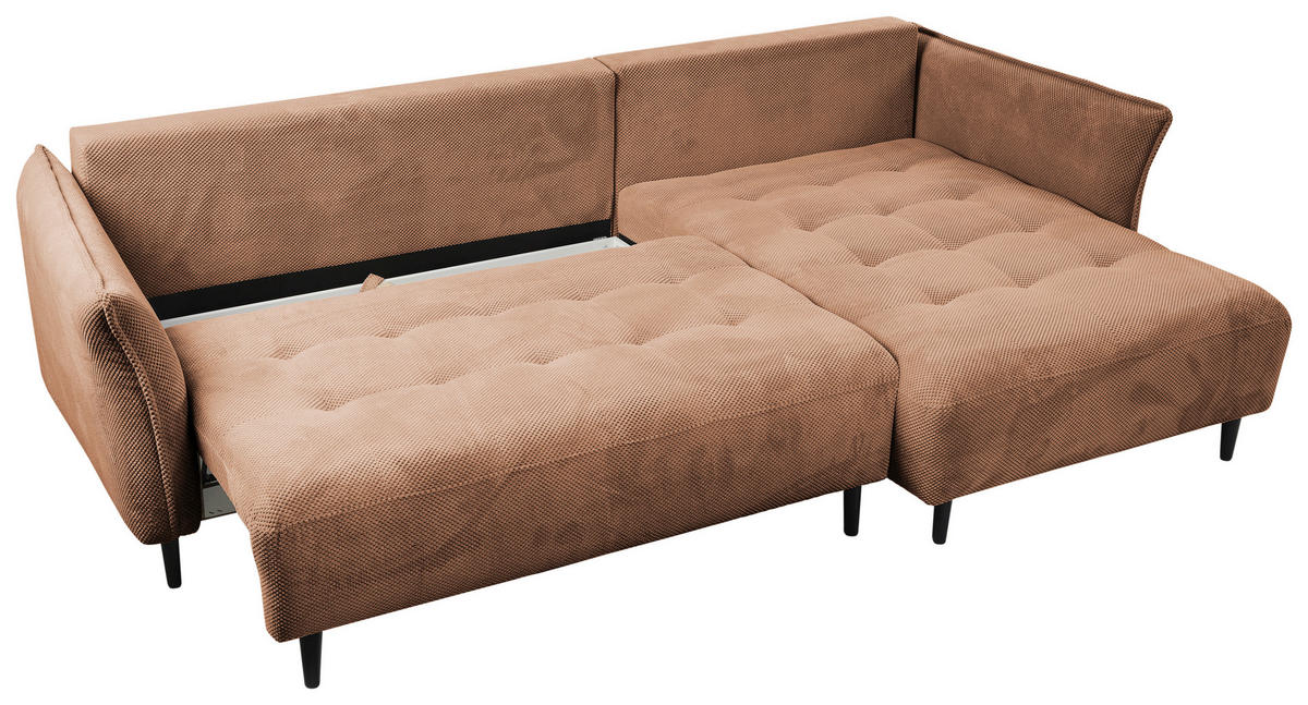 ECKSOFA in Chenille Dunkelorange  - Dunkelorange/Schwarz, Modern, Textil/Metall (285/200cm) - MID.YOU