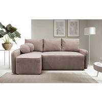 ECKSOFA in Struktur, Bouclé Rosa  - Schwarz/Rosa, Design, Kunststoff/Textil (143/209cm) - MID.YOU