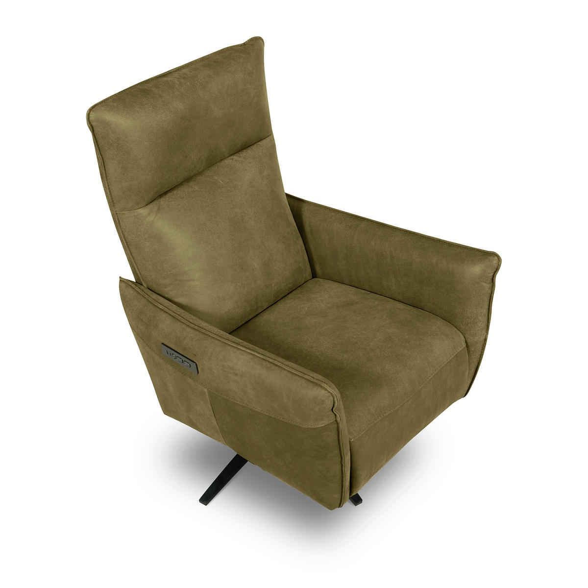 RELAXSESSEL in Leder Olivgrün  - Schwarz/Olivgrün, Design, Leder/Metall (77/107/88cm) - Livetastic