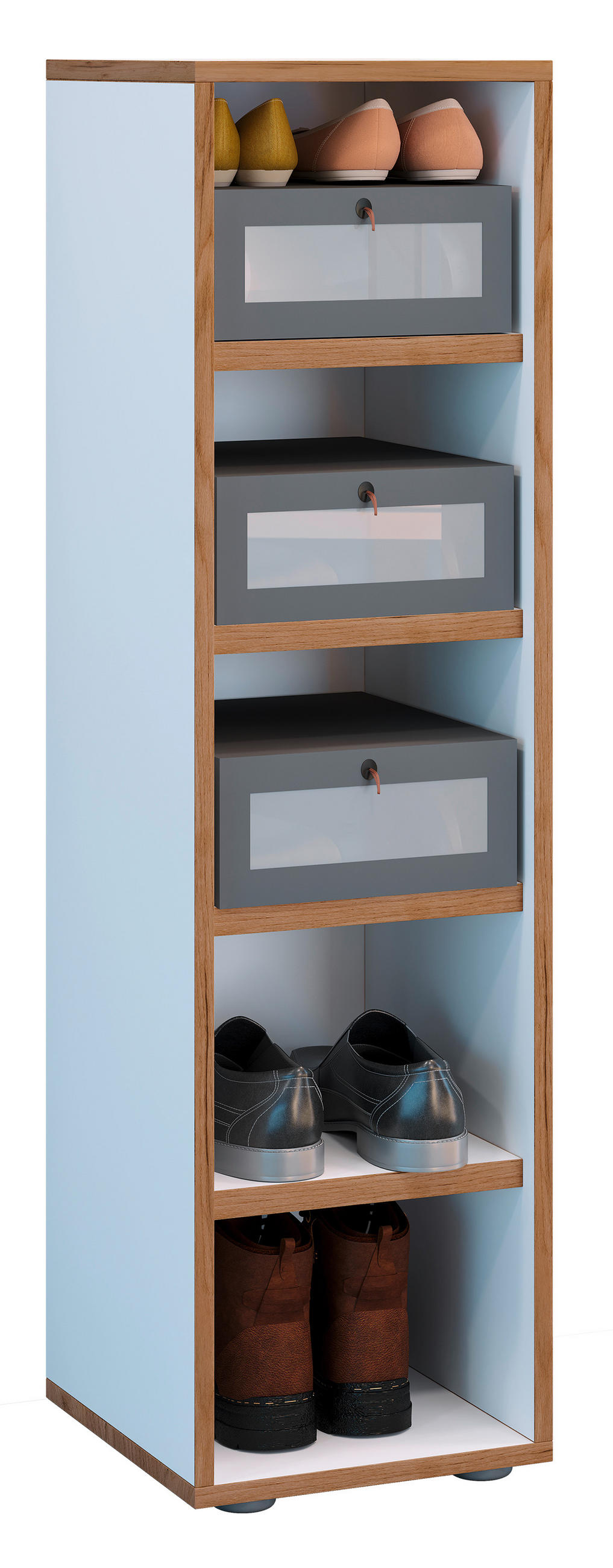 SCHUHREGAL 30/110/33 cm  - Honigeiche/Weiss, Design, Holzwerkstoff/Kunststoff (30/110/33cm) - MID.YOU