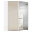 SCHWEBETÜRENSCHRANK 201/223/68 cm 2-türig Weiß, Champagner  - Champagner/Weiß, KONVENTIONELL, Glas/Holzwerkstoff (201/223/68cm) - Novel