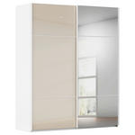 SCHWEBETÜRENSCHRANK 201/223/68 cm 2-türig Weiß, Champagner  - Champagner/Weiß, KONVENTIONELL, Glas/Holzwerkstoff (201/223/68cm) - Novel