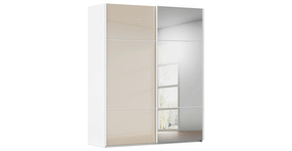 SCHWEBETÜRENSCHRANK 201/223/68 cm 2-türig Weiß, Champagner - Champagner/Weiß, KONVENTIONELL, Glas/Holzwerkstoff (201/223/68cm) - Novel