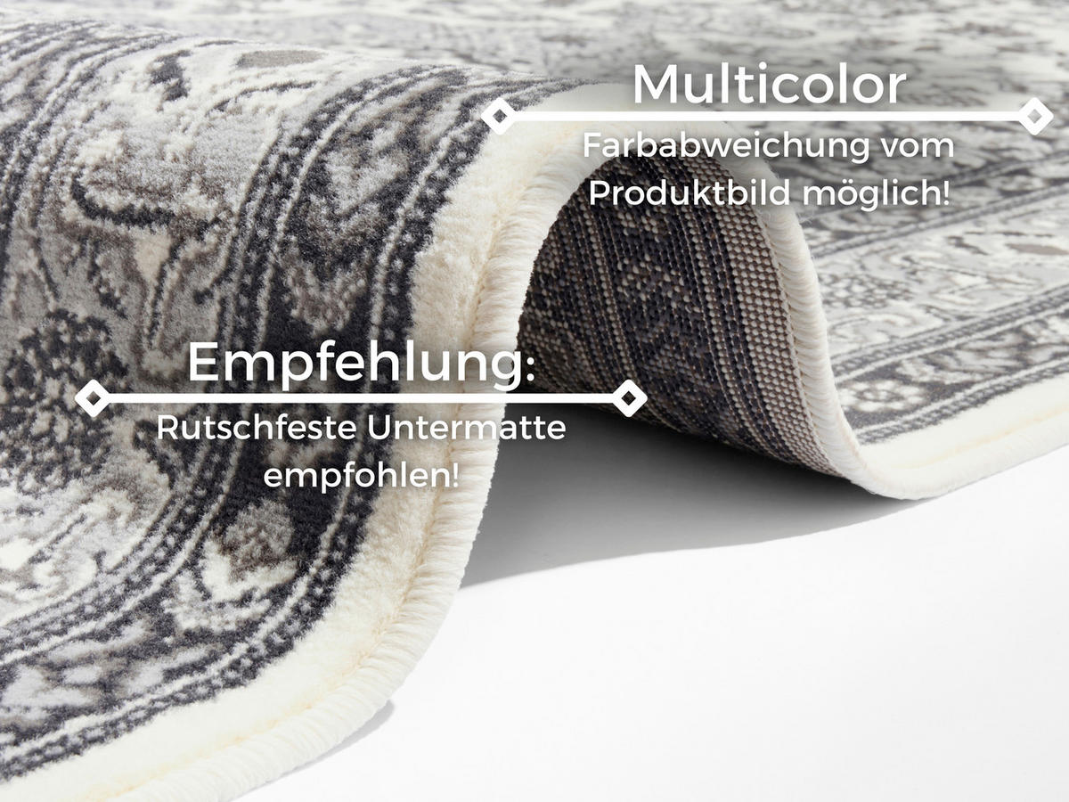 VINTAGE-TEPPICH 80/150 cm Mirkan Grau, Creme  - Creme/Grau, Basics, Kunststoff/Textil (80/150cm) - Hanse Home