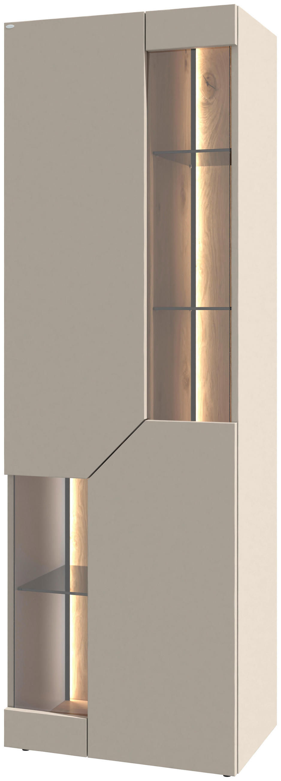 VITRINE Taupe, Wildeiche  64/194/43 cm  - Taupe/Wildeiche, Design, Glas/Holz (64/194/43cm) - Voglauer