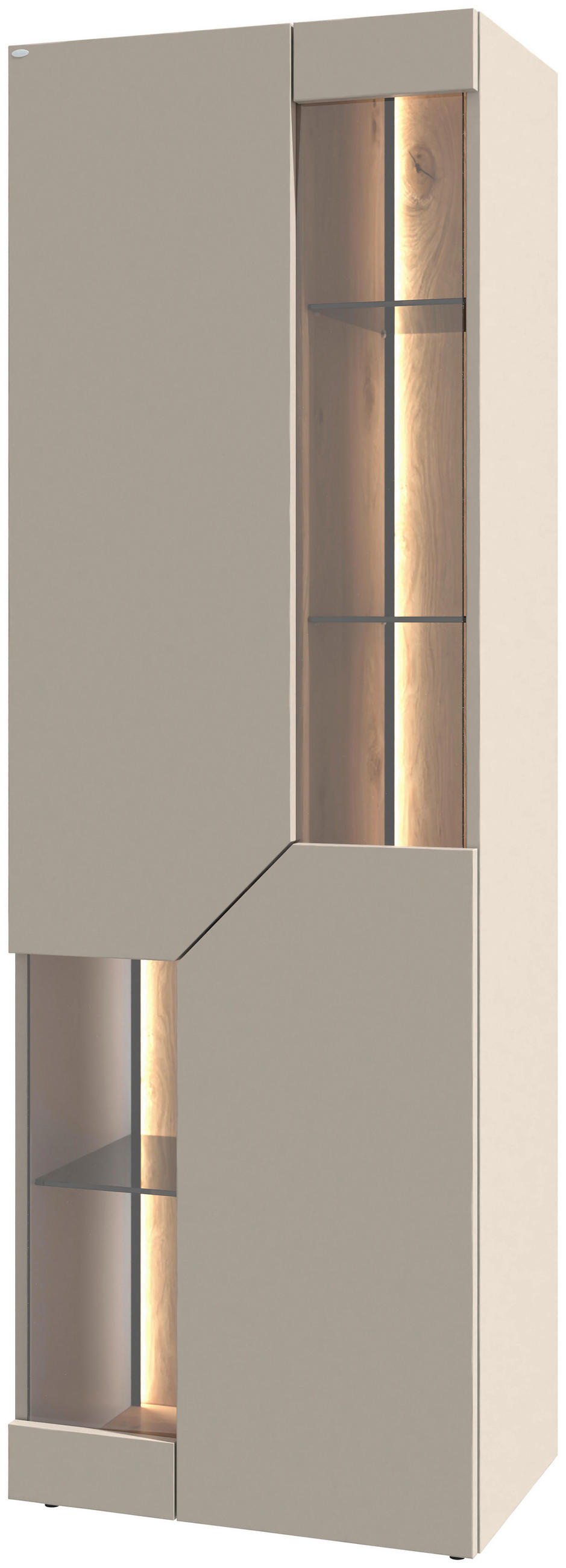 VITRINE Taupe, Wildeiche  64/194/43 cm  - Taupe/Wildeiche, Design, Glas/Holz (64/194/43cm) - Voglauer