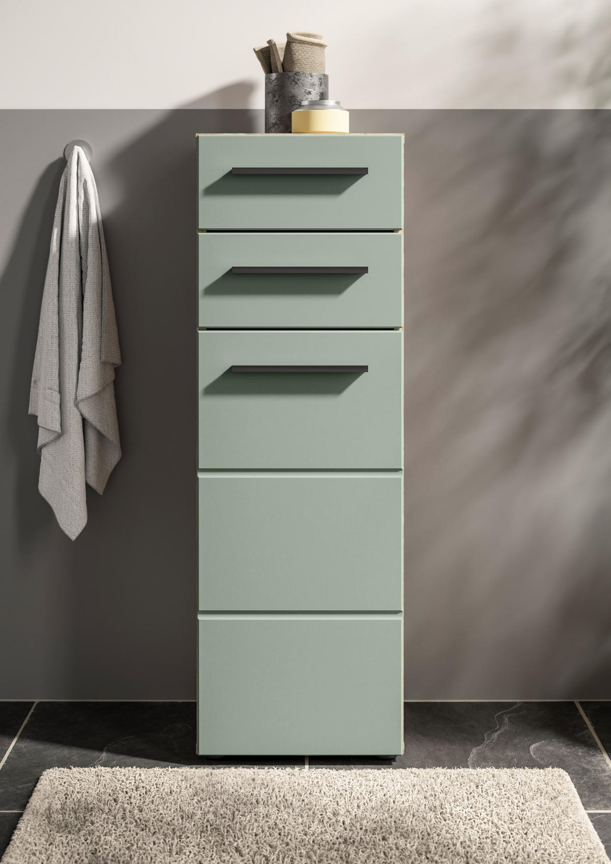 MIDISCHRANK 34/104/31 cm  - Schilfgrün/Eichefarben, Basics, Holzwerkstoff/Kunststoff (34/104/31cm) - MID.YOU