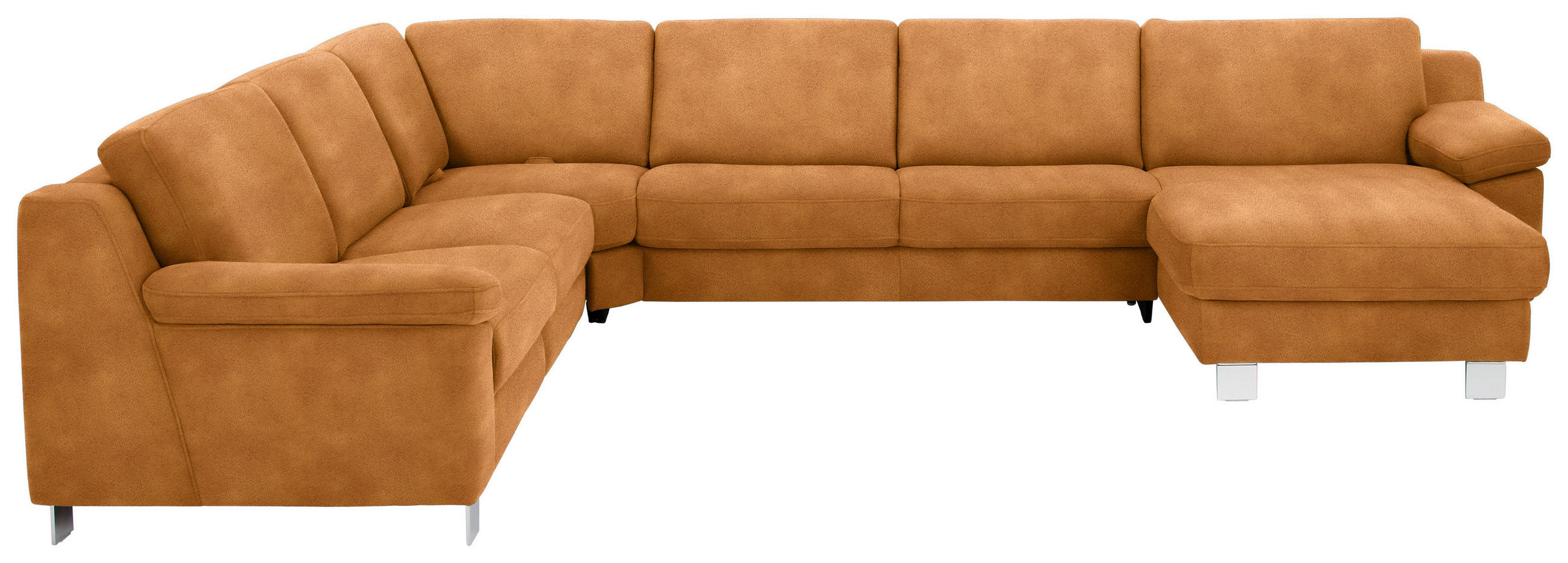 WOHNLANDSCHAFT in Mikrofaser Currygelb  - Chromfarben/Currygelb, Design, Textil/Metall (278/364/166cm) - Valdera