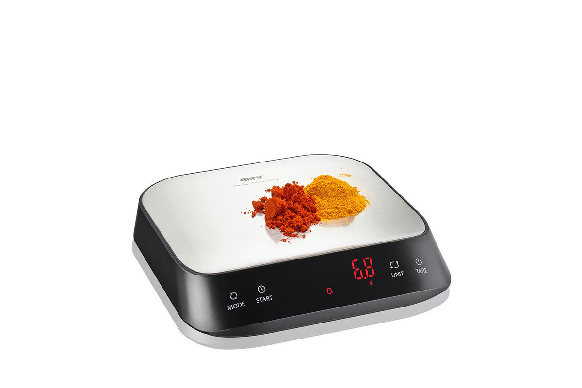 DIGITAL KÖKSVÅG PREZISO  - stålfärgad/svart, Klassisk, metall/plast (15,5/16,4/3cm) - Gefu