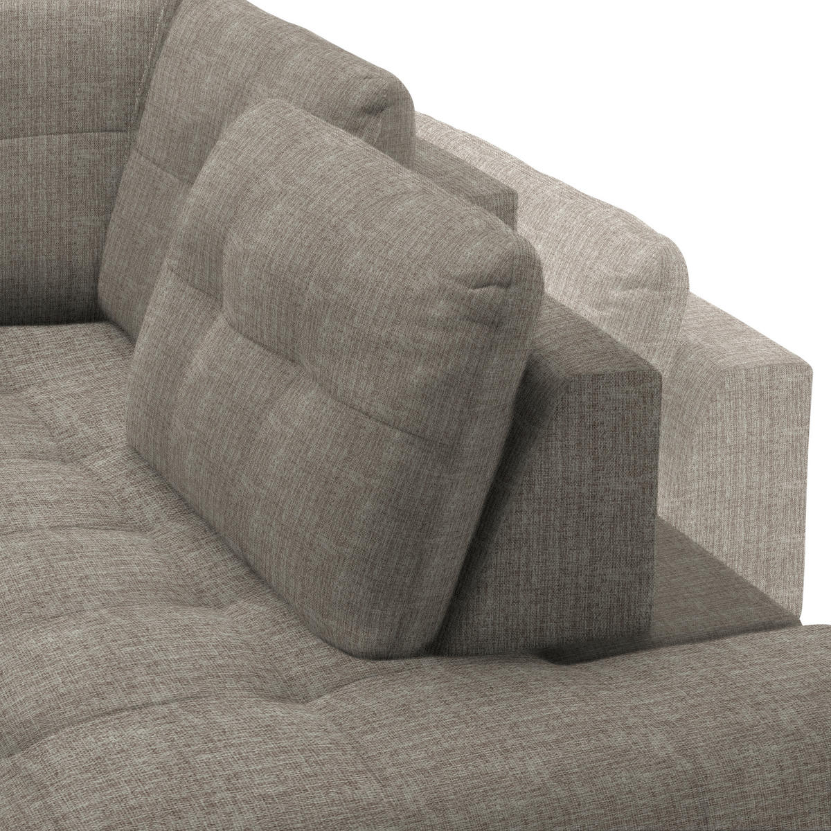 ECKSOFA in Flachgewebe, Leinenoptik Hellbraun  - Hellbraun/Schwarz, Modern, Textil/Metall (247/208cm) - Xora