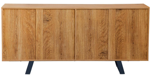 SIDEBOARD in 160/75/42 cm - Eichefarben/Schwarz, LIFESTYLE, Holzwerkstoff/Metall (160/75/42cm) - Carryhome