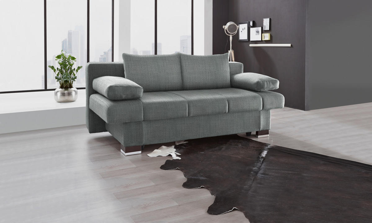 SCHLAFSOFA in Textil Grau  - Wengefarben/Alufarben, Konventionell, Holz/Textil (200/80/104cm) - Novel