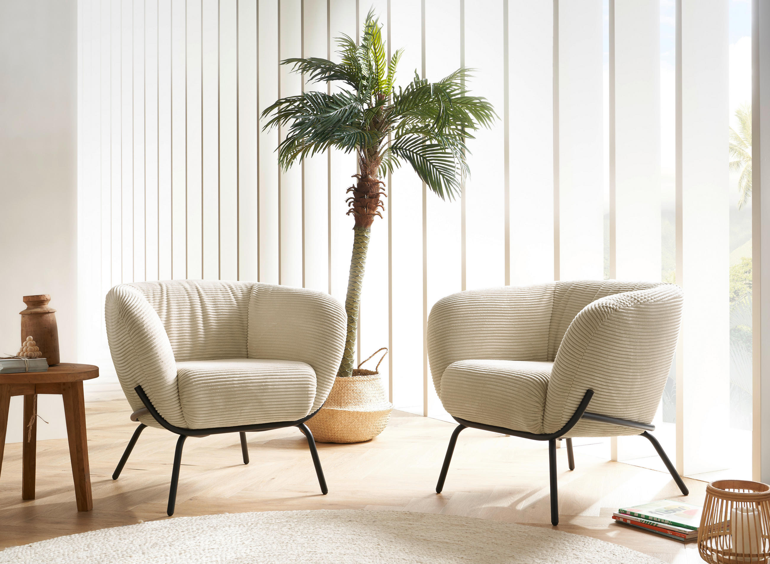 COCKTAILSESSEL - Creme/Schwarz, Design, Textil/Metall (79/71/74cm) - Lomoco