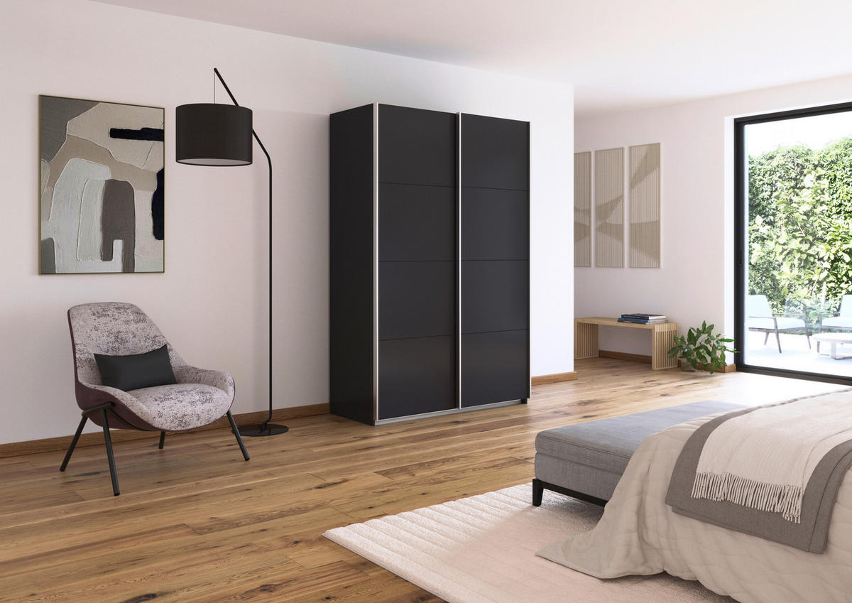 SCHWEBETÜRENSCHRANK  in Grau  - Alufarben/Grau, KONVENTIONELL, Holzwerkstoff/Metall (136/229/62cm) - Xora