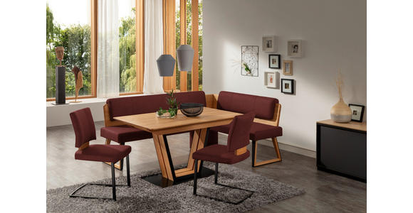 STUHL in Holz, Textil, Holzwerkstoff Rot, Schwarz, Eichefarben  - Eichefarben/Dunkelgrau, Design, Holz/Holzwerkstoff (50/88/60cm) - Venda