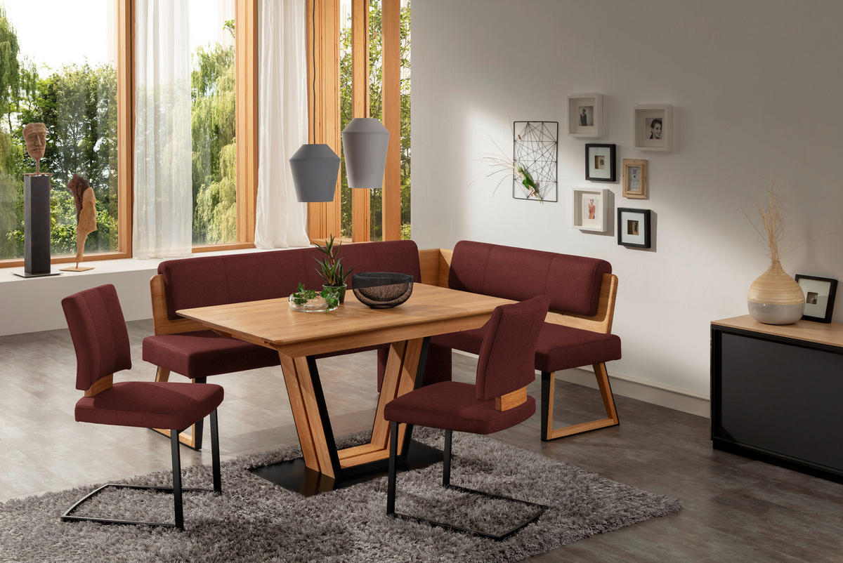 ECKBANK 155/195 cm  in Rot, Wildeiche  - Wildeiche/Rot, Design, Holz/Textil (155/195cm) - Venda