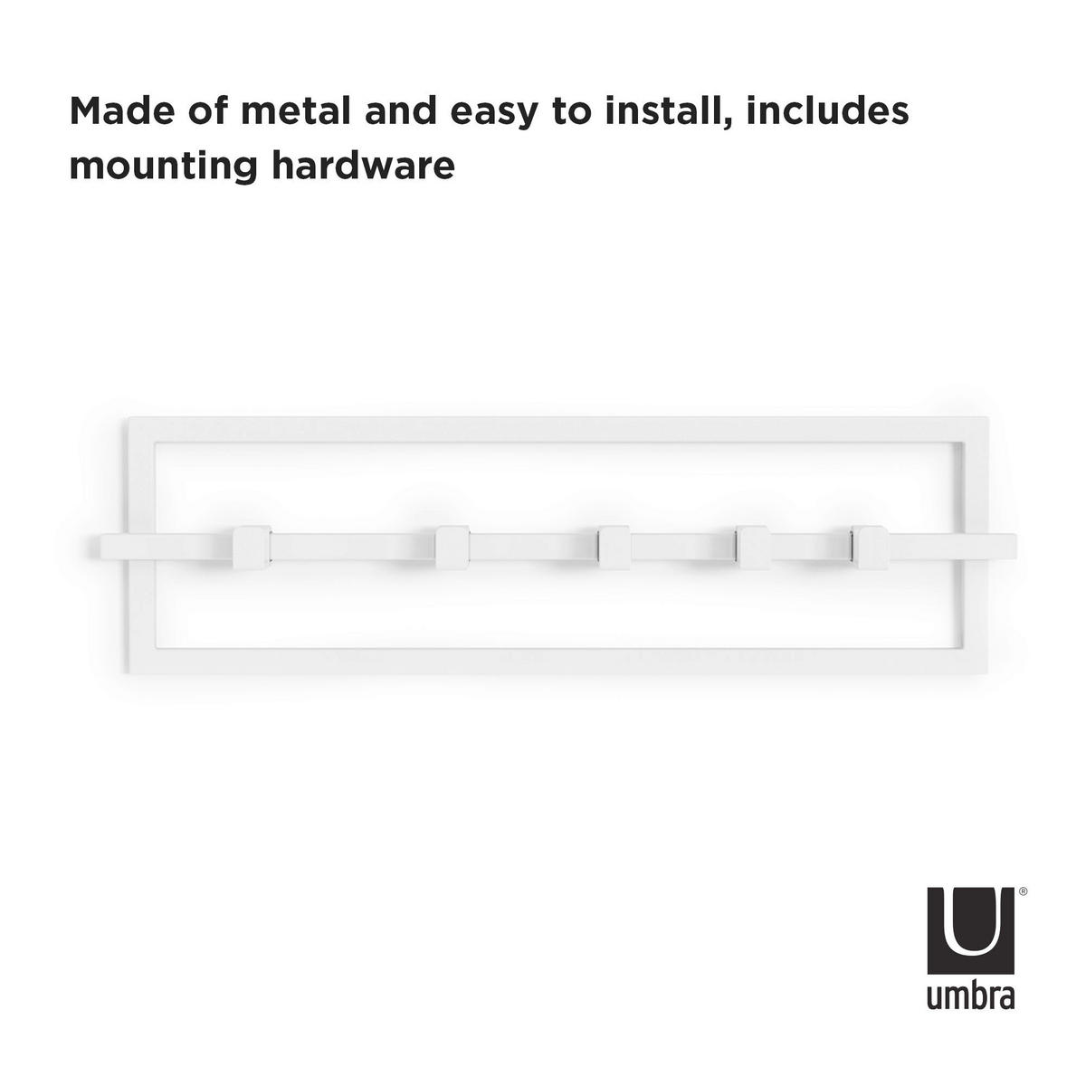 ZIDNI ČIVILUK   bela  metal  - bela, Osnovno, metal (53/15/6cm) - Umbra