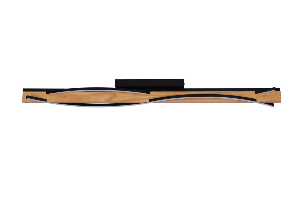 LED-DECKENLEUCHTE Zhang 120/12,5/10,5 cm   - Schwarz/Kieferfarben, Design, Holz/Kunststoff (120/12,5/10,5cm) - Novel
