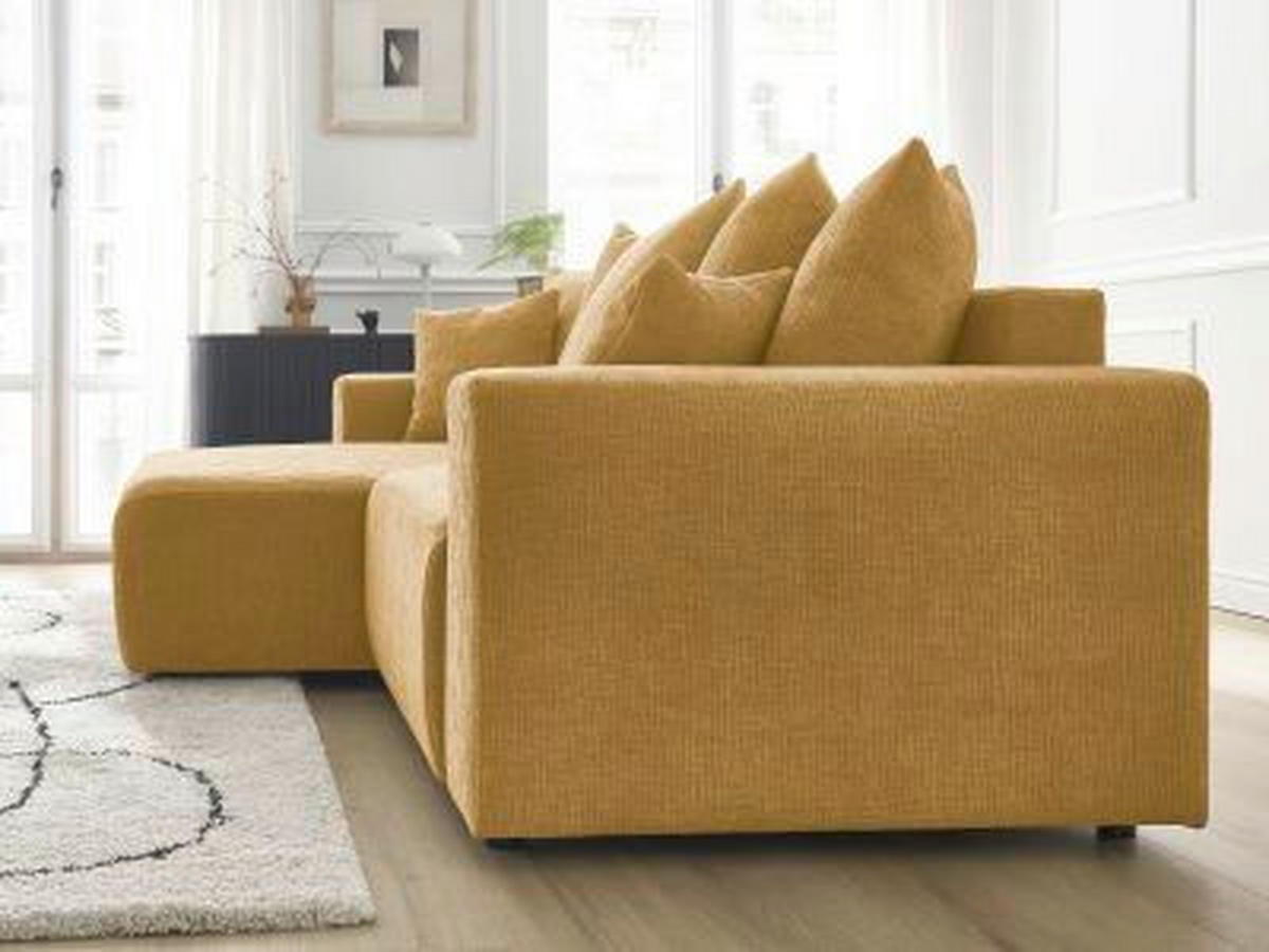 ECKSOFA Ottomane links  ATILLA Gelb Struktur  - Gelb/Schwarz, MODERN, Kunststoff/Textil (149/244cm)