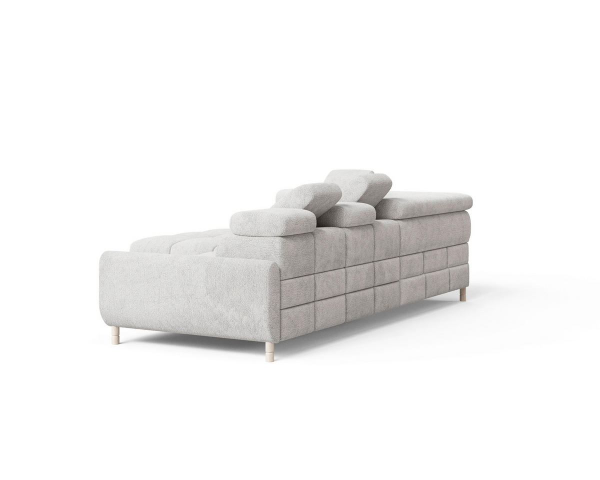ECKSOFA BUN in Bouclé Hellgrau  - Elfenbein/Hellgrau, Design, Holz/Textil (209/276cm) - MID.YOU