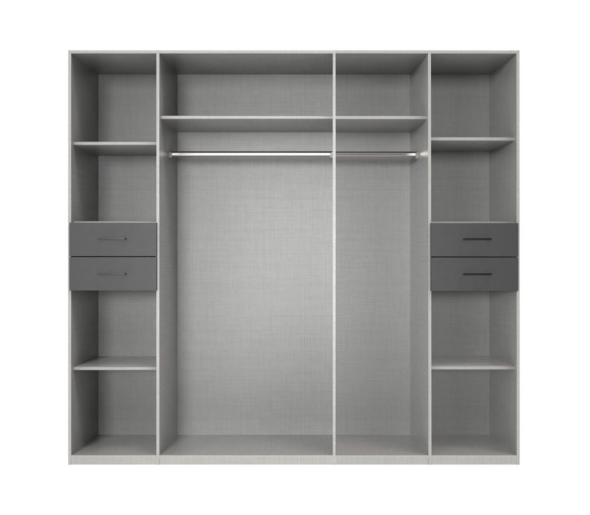 KLEIDERSCHRANK 225/208/58 cm 7-türig Graphitfarben, Schwarz  - Schwarz/Graphitfarben, KONVENTIONELL, Glas/Holzwerkstoff (225/208/58cm) - Boxxx