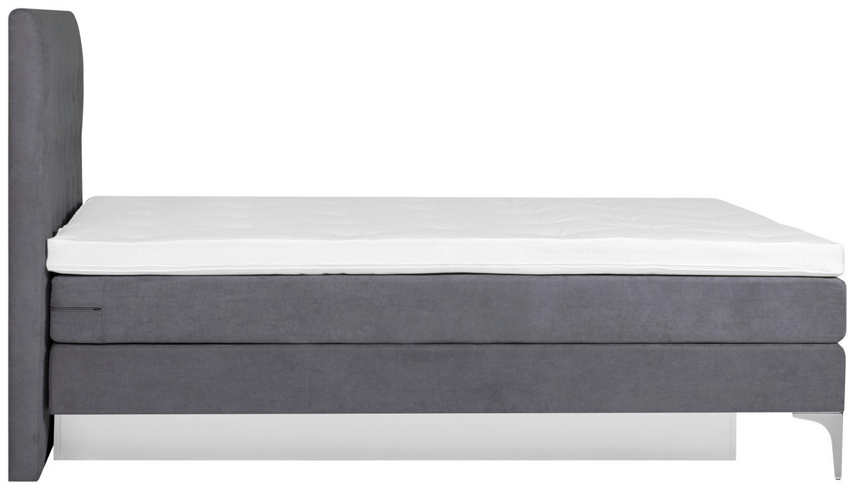 BOXSPRINGBETT 180/200 cm  in Grau  - Grau, Design, Textil/Metall (180/200cm) - Welnova