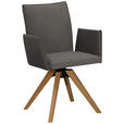 ARMLEHNSTUHL  Stoffauswahl, Typenauswahl, Sitzfläche 360° drehbar, automatische Rückholfunktion Lederlook  - Eichefarben/Dunkelgrau, KONVENTIONELL, Holz/Textil (64/91/61cm) - Moderano