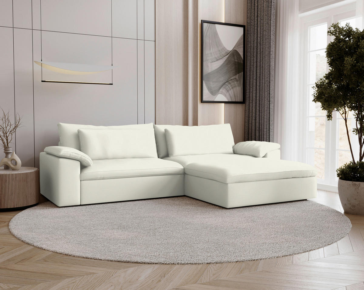 ECKSOFA  Chenille Creme  - Creme/Schwarz, Modern, Kunststoff/Textil (306/198cm) - Carryhome
