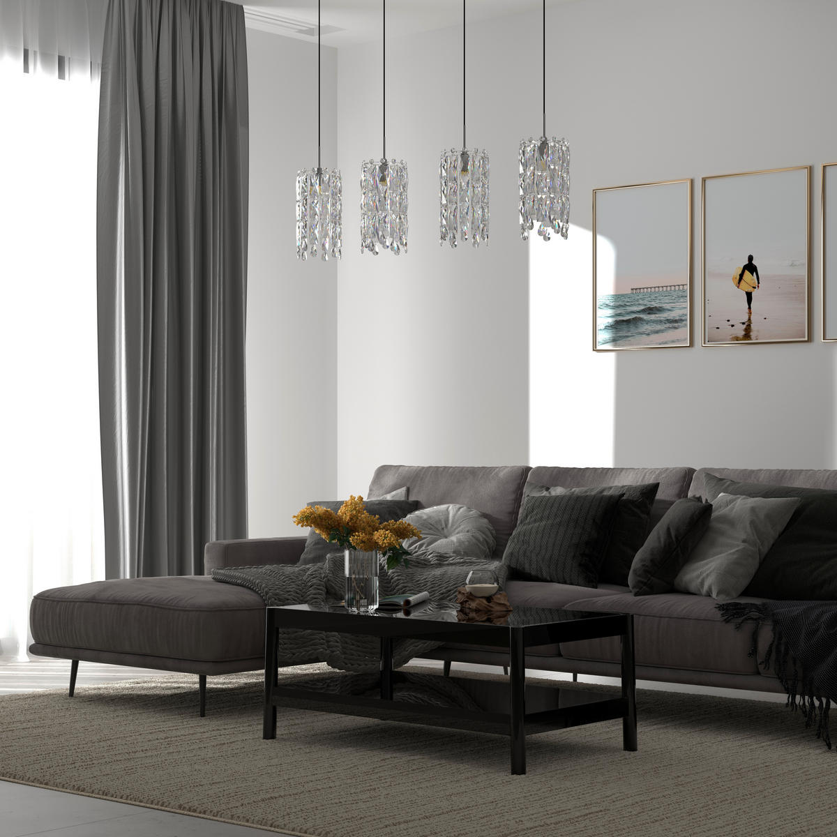 HÄNGELEUCHTE Hamilton 118/14/150 cm   - Chromfarben/Transparent, Design, Glas/Metall (118/14/150cm) - Glandor