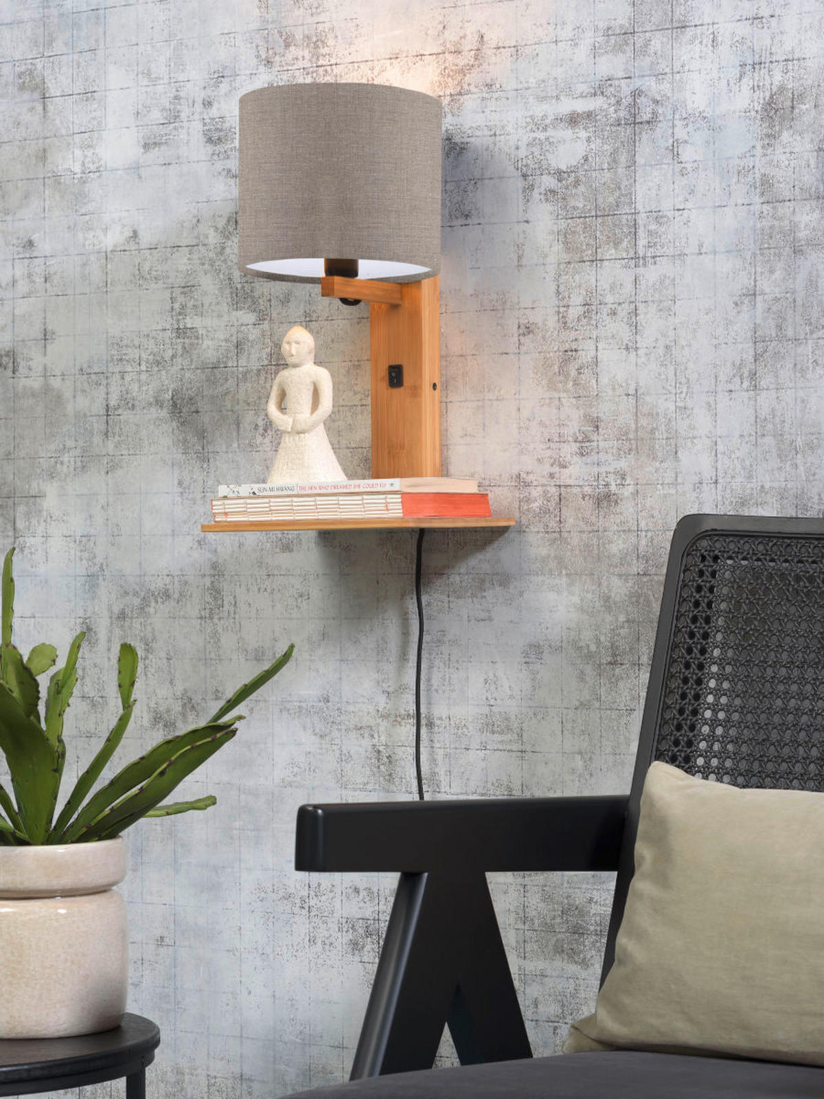 WANDLEUCHTE GOOD&MOJO  19/24/36 cm  - Naturfarben, Trend, Holz/Textil (19/24/36cm) - Good & Mojo