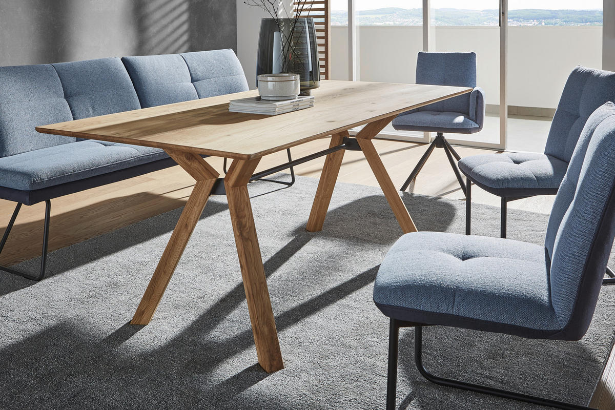 ESSTISCH Asteiche massiv rechteckig Schwarz, Eichefarben  - Eichefarben/Schwarz, Design, Holz/Metall (160/90/75cm) - Dieter Knoll