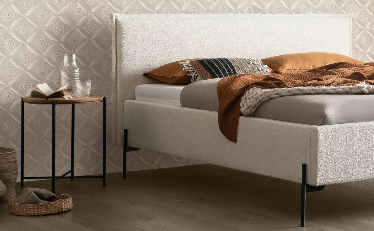 POLSTERBETT Weiß 180/200 cm  - Anthrazit/Weiß, Design, Textil/Metall (180/200cm) - Hasena
